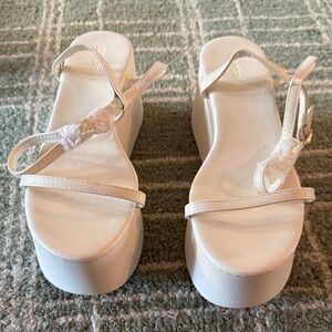 Bamboo White Platform Strappy Sandals